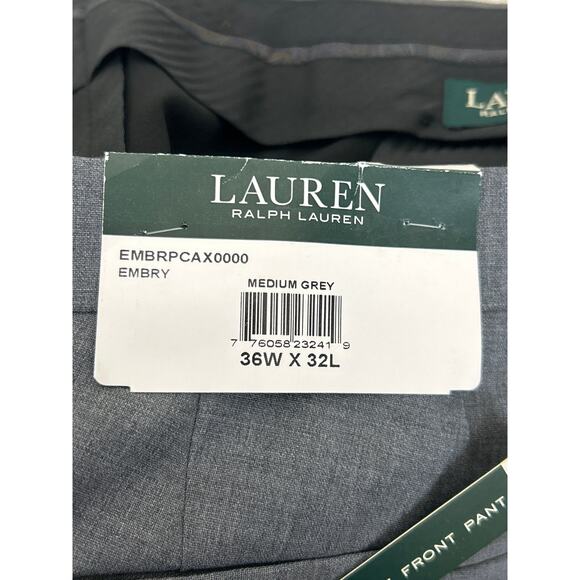 Lauren Ralph Lauren Men’s 36x32 Embry Medium Gray Flat Front Dress Pants NWT - Picture 7 of 7